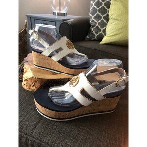 Tommy Hilifiger Galley Thong Platform Wedge white/blue size 7.5